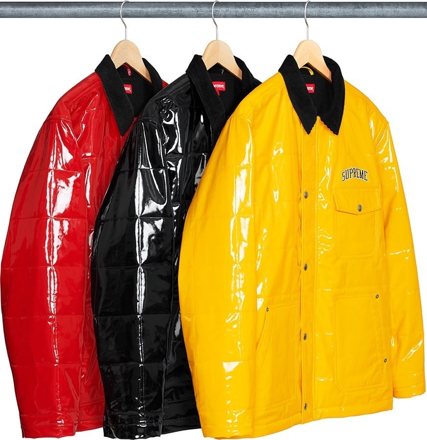 Quilted Patent Vinyl Work Jacket